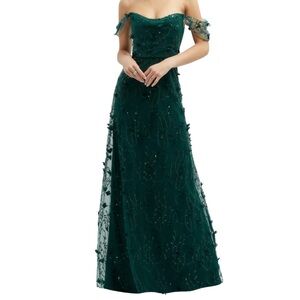 Dessy Collection Strapless Dark Green Gown in Evergreen